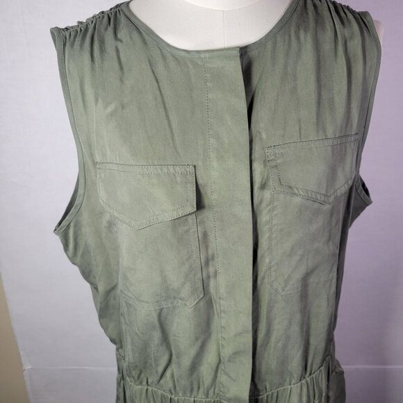 Banana Republic Women OD Green Sleeveless Romper With Pockets Size Tall L - Picture 6 of 14